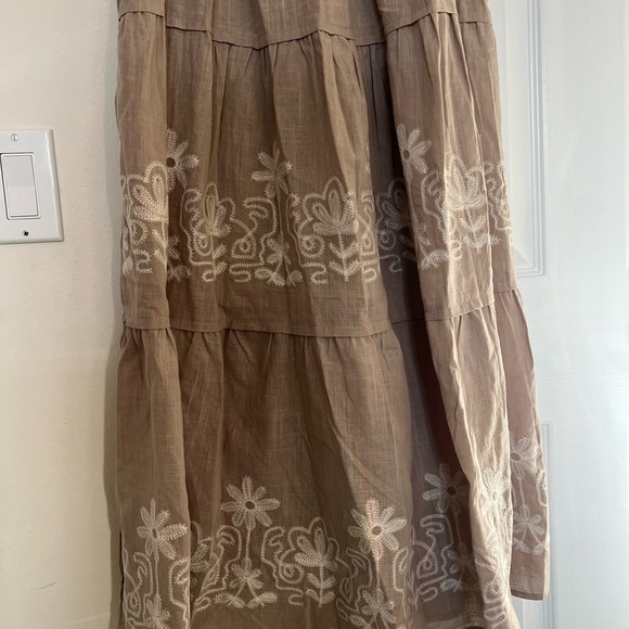 Embroidered Tan Maxi Dress - Picture 3 of 3